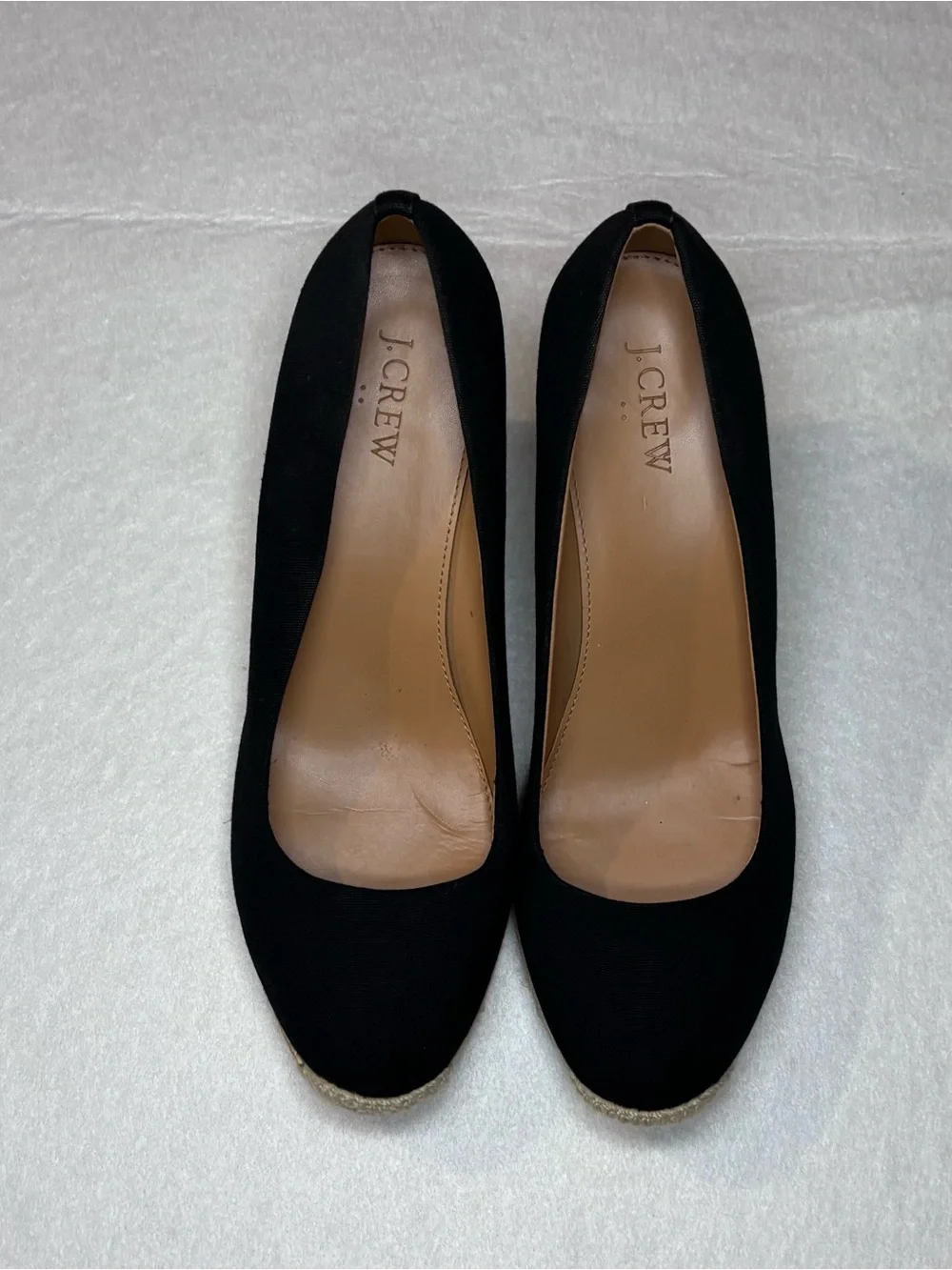 J. Crew Black Canvas Espadrille Wedge Pumps Woman’s Size 8.5